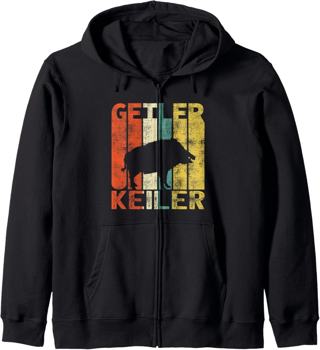 Geiler Keiler Wildschwein Jäger Jagd Wald Retro Kapuzenjacke
