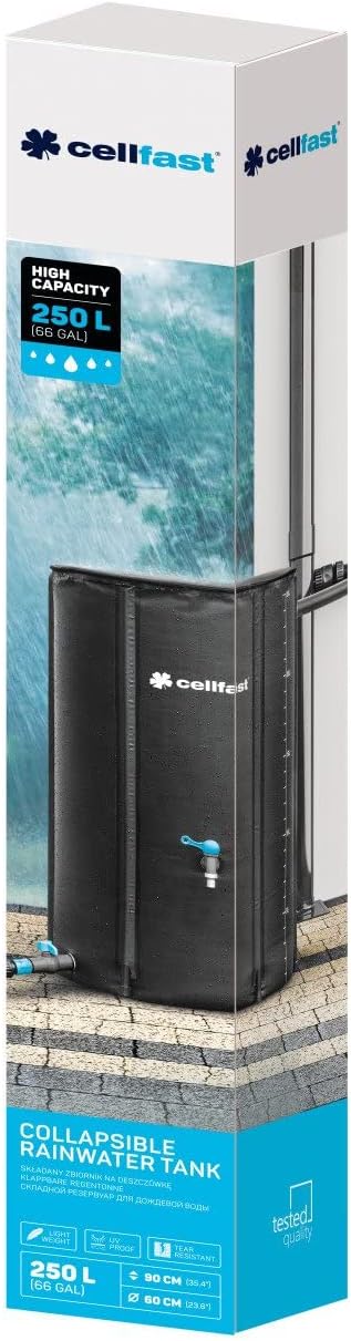 cellfast Faltbarer Regenwassertank, Handlich, Leicht, Einfach zu montieren, Reissverschluss, Hohe Qu