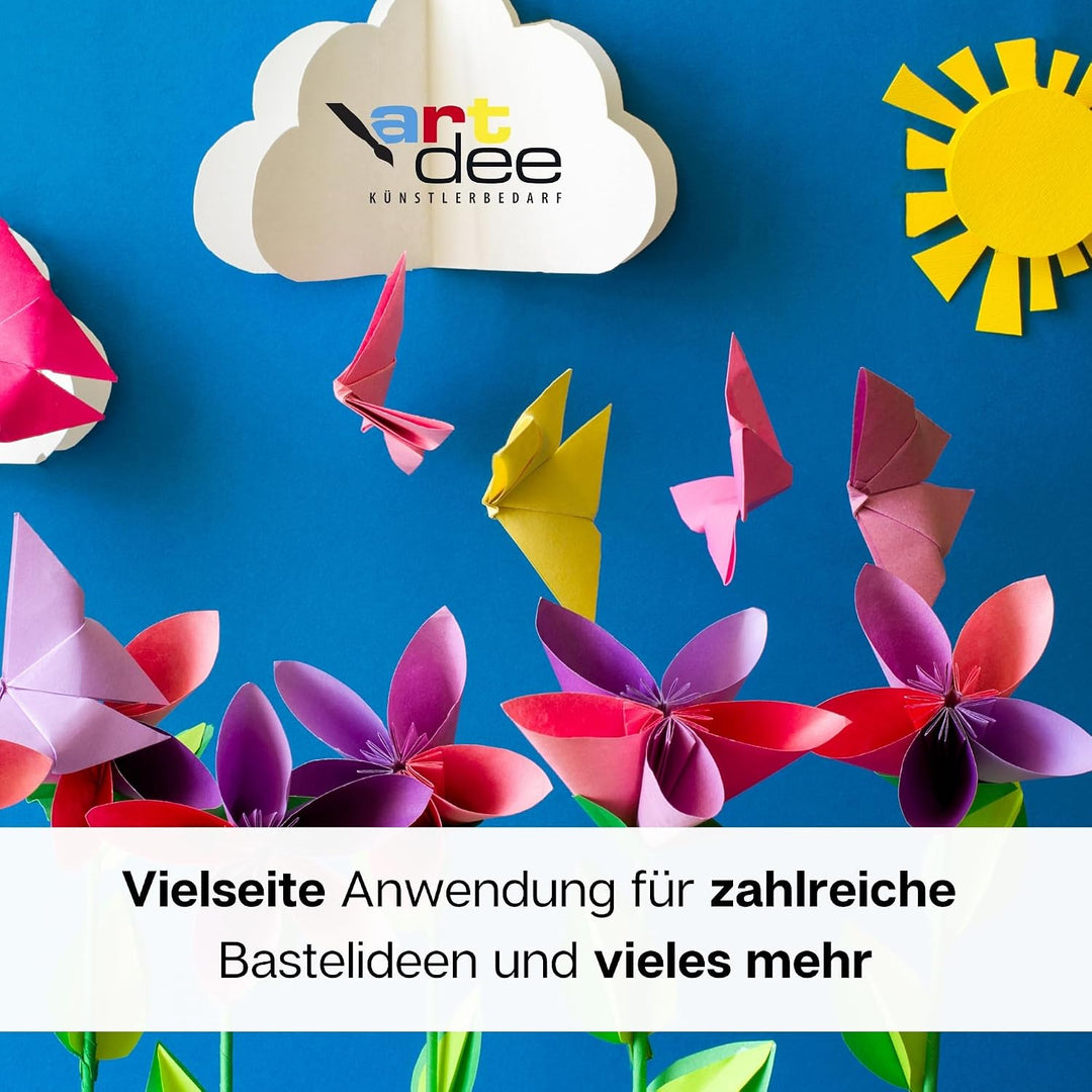 artdee® Tonpapier bunt in 20 verschiedenen Farben 180 g/m² – Bastelpapier Set (40 Blatt gemischt in