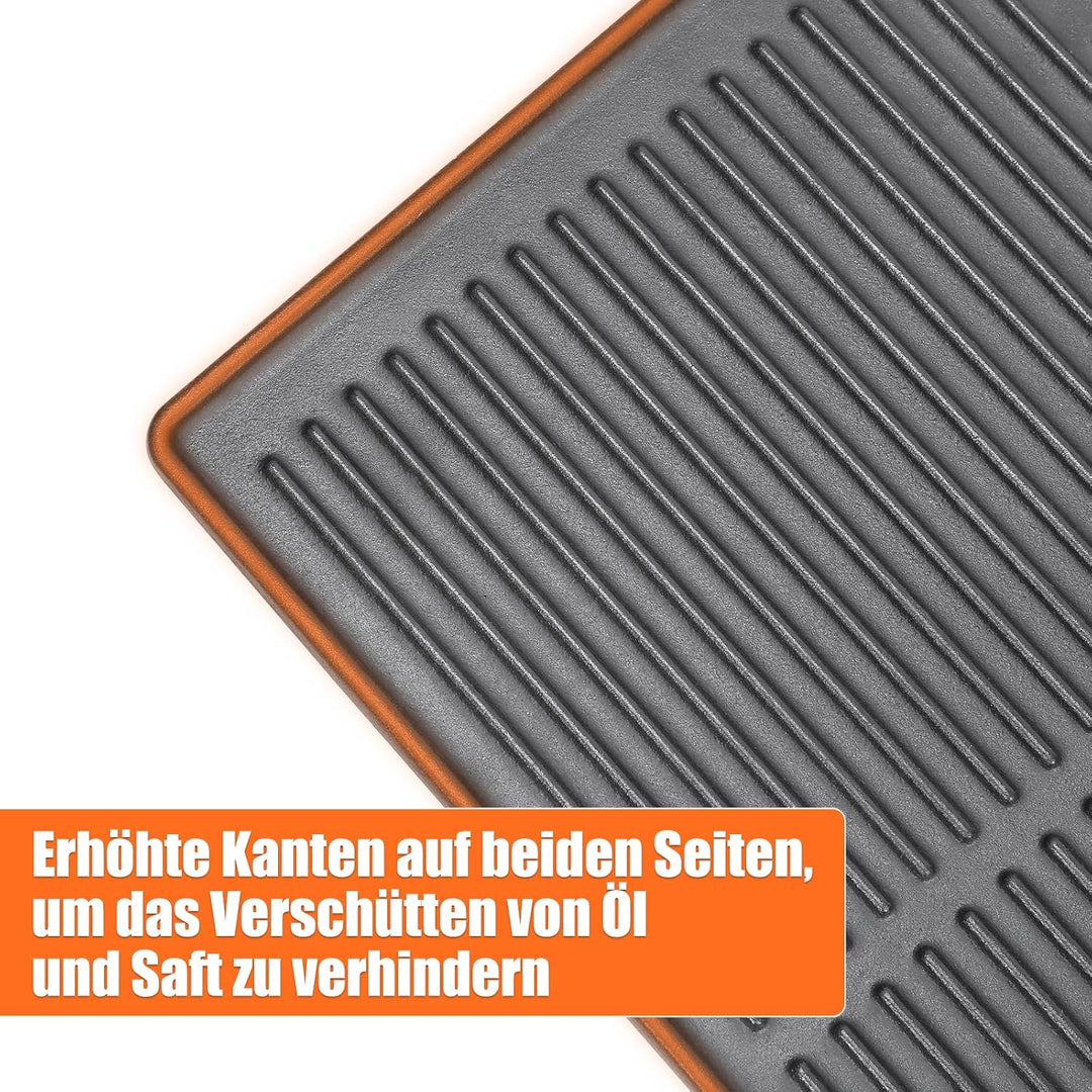 GFTIME 41.5 x 27.5 cm Universal Gusseisen Grillplatte für Tepro Toronto, Taino Hero XL, Activa Angul