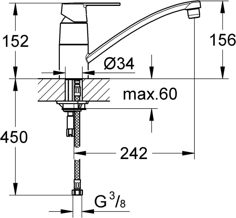 Grohe Get | Küchenarmaturen - Einhand Spültischarmatur | chrom | 32891000, XS, Chrom