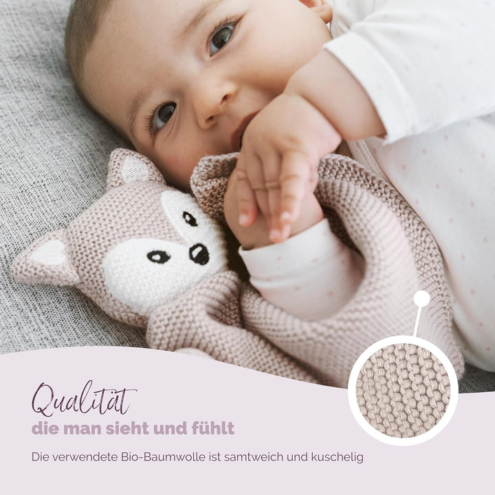 Livella Kuscheltuch „Fuchs“ mit Söckchen - Reine Bio-Baumwolle – Premium Schmusetuch, Kuscheldecke,