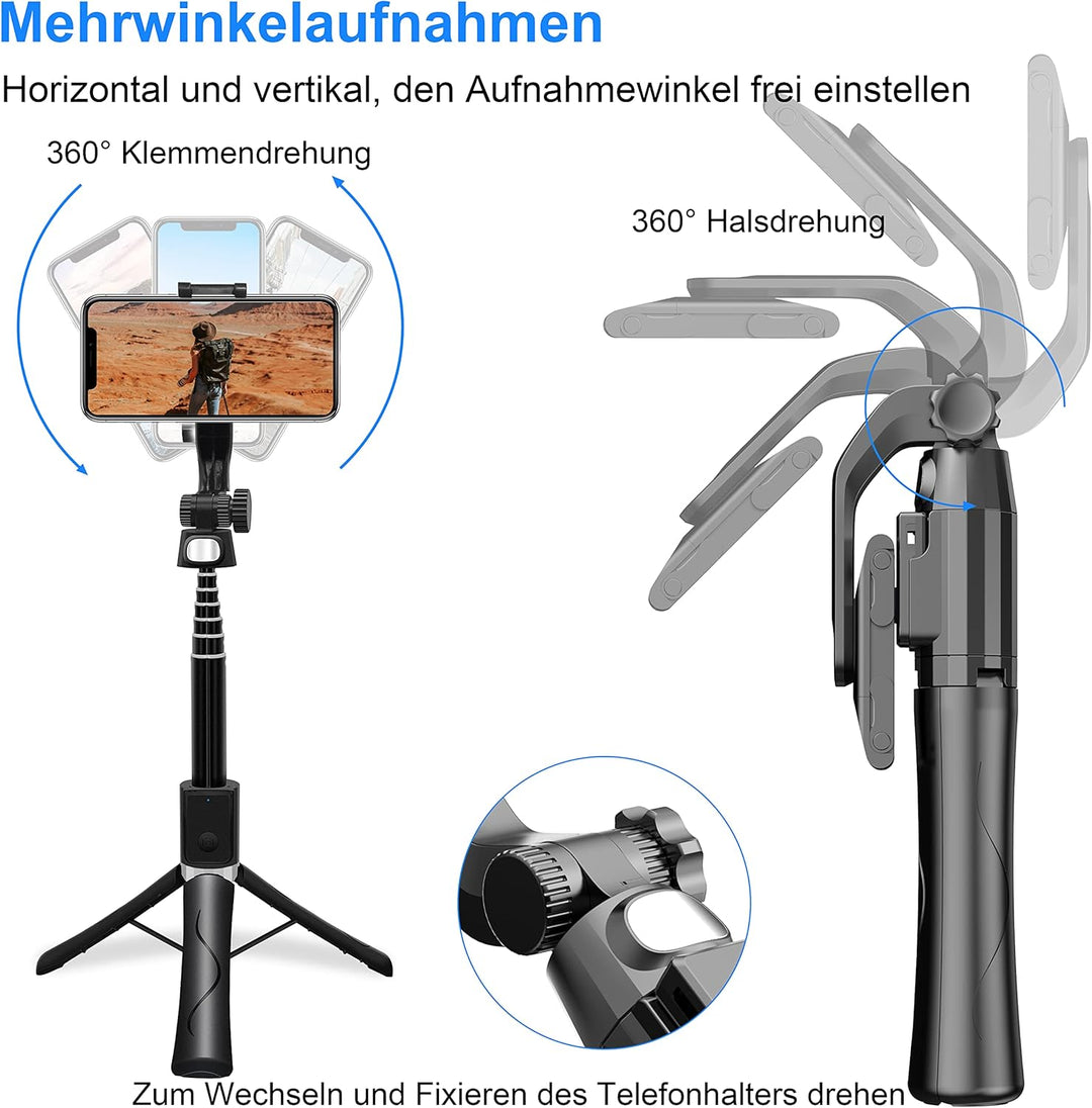PIPRE Selfie Stick Stativ, Faltbarer und ausziehbarer Bluetooth Stativständer mit kabelloser Fernbed