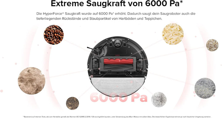 Roborock S8+ Saug- & Wischroboter mit Absaugstation (Saugleistung 6000Pa, 180min Akkulaufzeit, 350ml