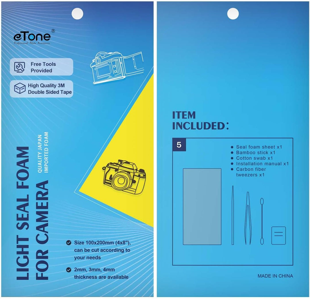 eTone Light Leak Proof Sponge High Density Foam Film Camera Replacement Light Seal Foam with Tongs f