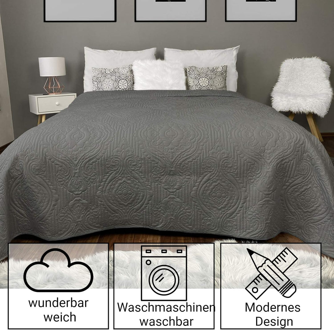 HOMELEVEL Tagesdecke Bett & Sofaüberwurf Bettüberwurf Sofa Tages Ornamente Decken Betthusse XXL Deck