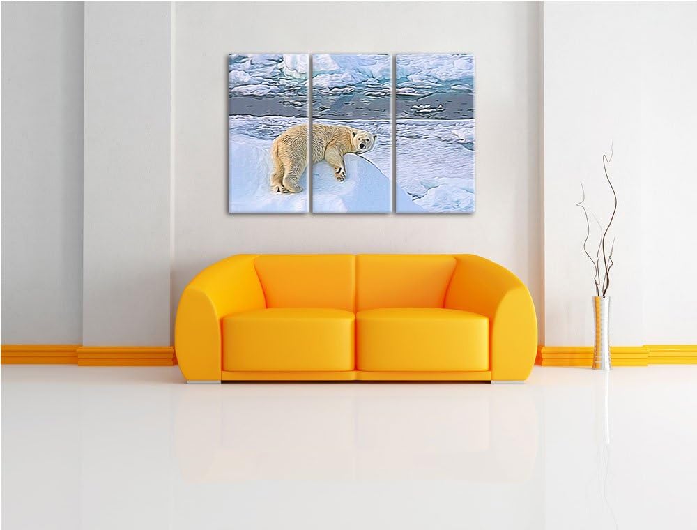 schöner Eisbär auf kleinem Eisberg NewArt 3-Teiler Leinwandbild 120x80 Bild auf Leinwand, XXL riesig