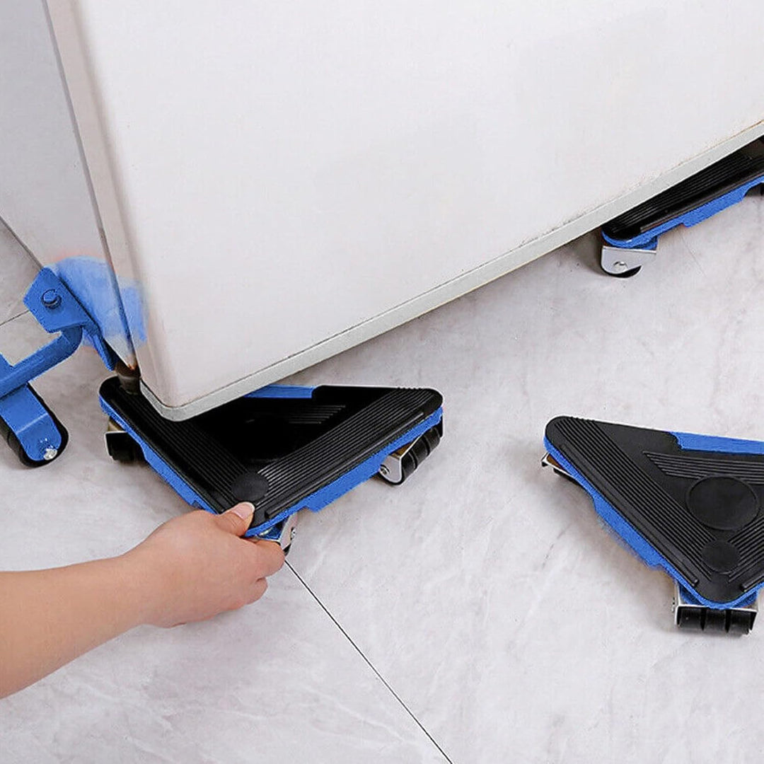 SPARES2GO Rollen-Heberäder für Kühl-/Gefrierschrank-Kühlschränke (4 x Rollen, 1 x Hebestange)