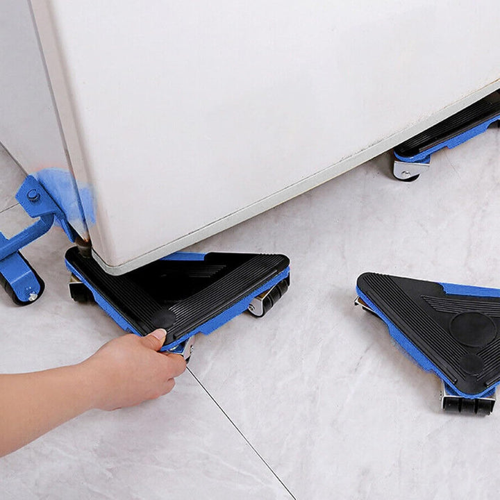 SPARES2GO Rollen-Heberäder für Kühl-/Gefrierschrank-Kühlschränke (4 x Rollen, 1 x Hebestange)
