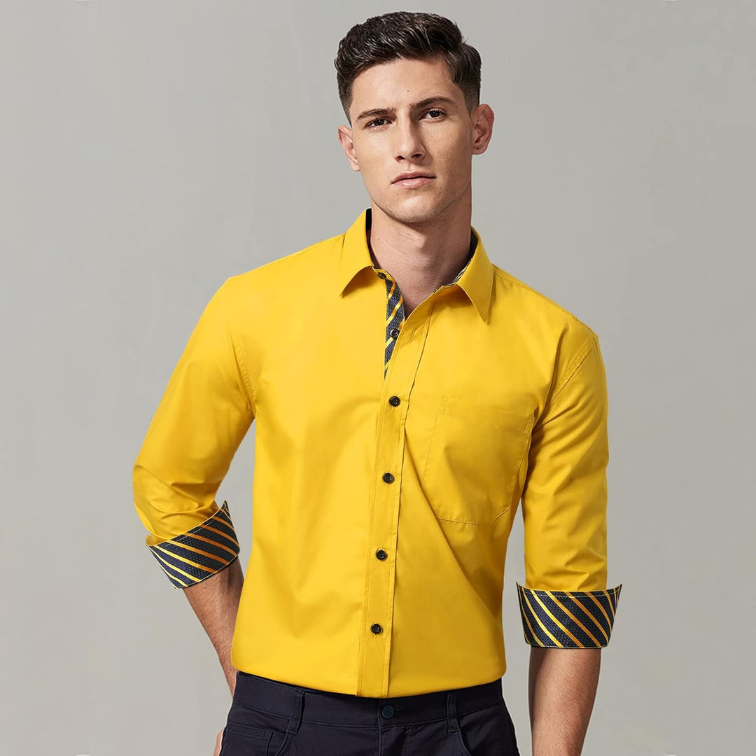HISDERN Herren Hemd formelle Freizeithemd Businesshemden Freizeithemden Langarm Baumwolle Klassisch