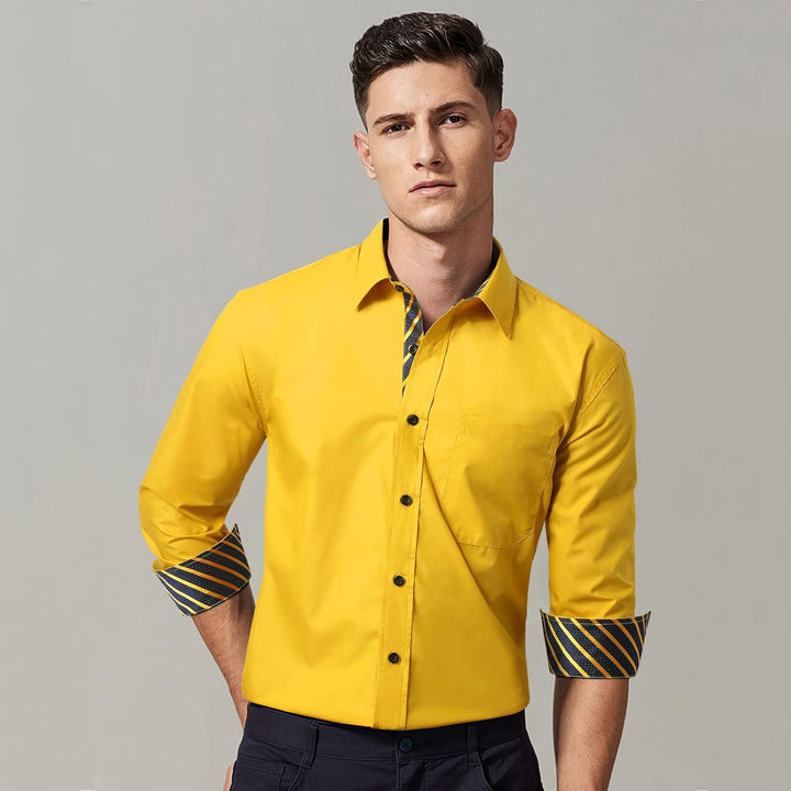 HISDERN Herren Hemd formelle Freizeithemd Businesshemden Freizeithemden Langarm Baumwolle Klassisch