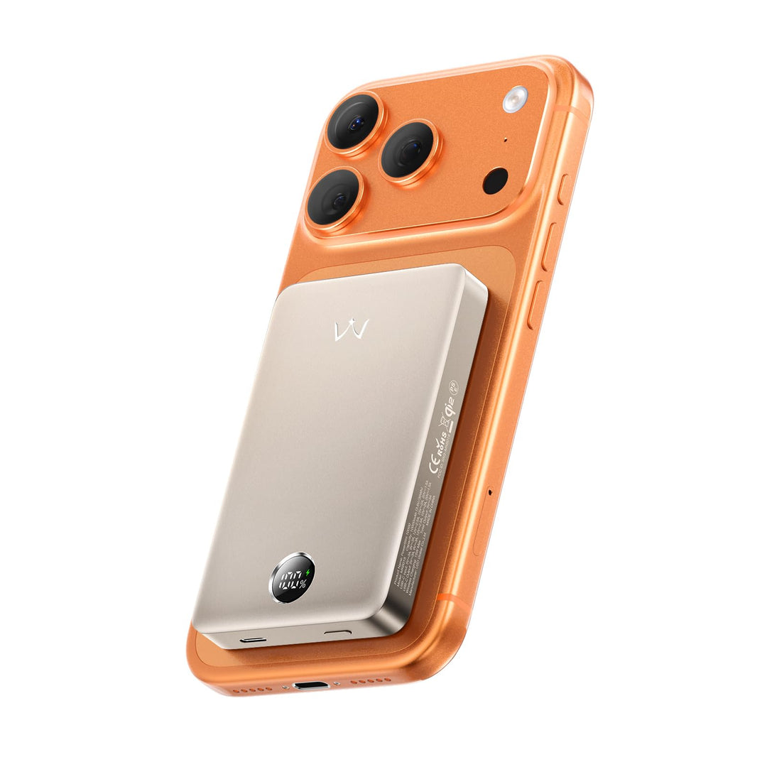 iWALK Slim Magnetische Powerbank 10.000mAh, Qi2 Zertifiziert 15W Magsafe Powerbank mit LED Display,
