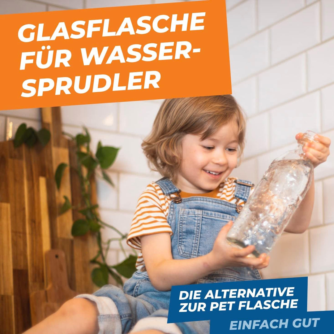 SodaBär® | Glasflasche für Wassersprudler (SodaStream*, Aarke*, uvm.) | 0,75l im Retro Look | Die ök