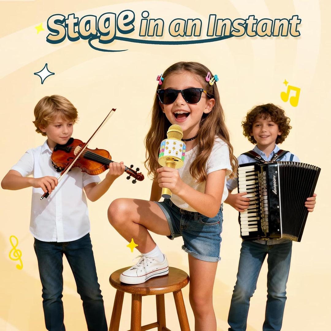 Fede Karaoke Mikrofon, Drahtloses Bluetooth Mikrofon für Kinder, Lustige Geschenke Spielzeug für Tee