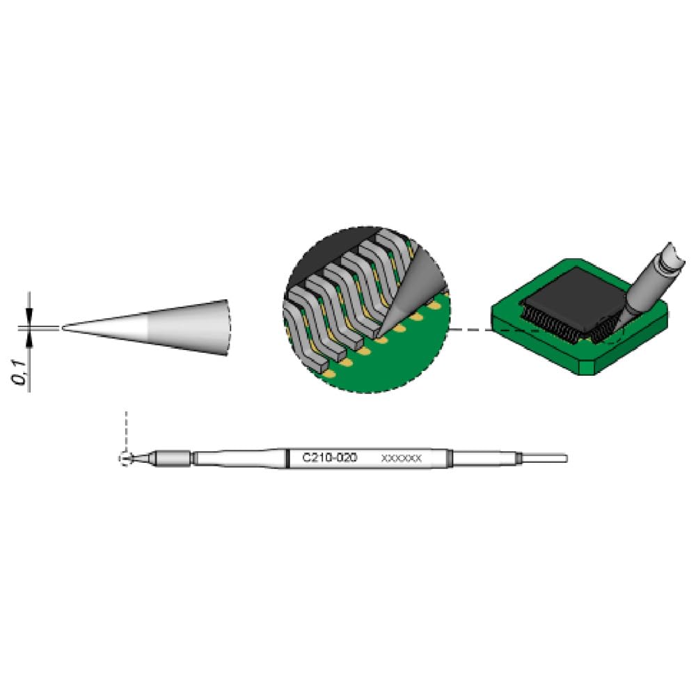 JBC Tools C210020 Lötspitze Rundform, gerade Spitzen-Grösse 0.1mm Inhalt 1St.