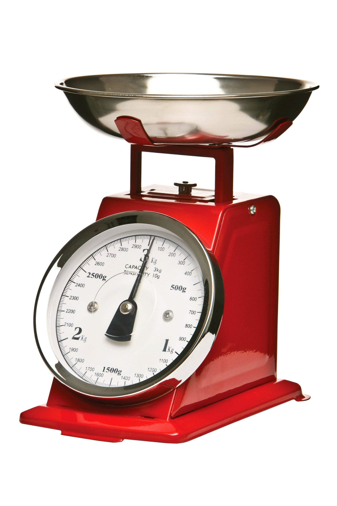Premier Housewares Küchenwaage im Retrolook mit Edelstahlschale, rot, Rot