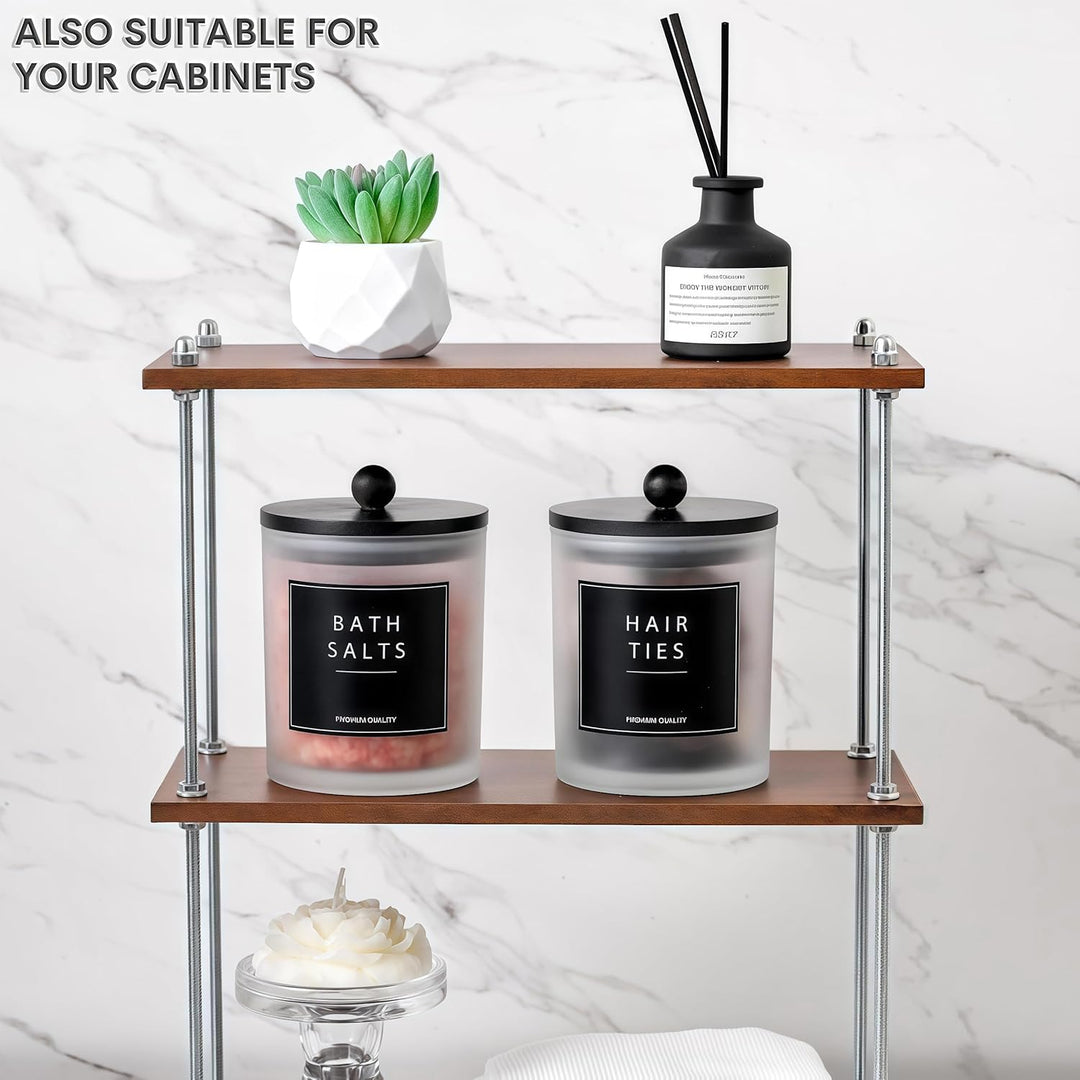 Glas Wattestäbchen Behälter, Schminktisch Badezimmer Organizer Set mit Tablett, Wattepadspender Make