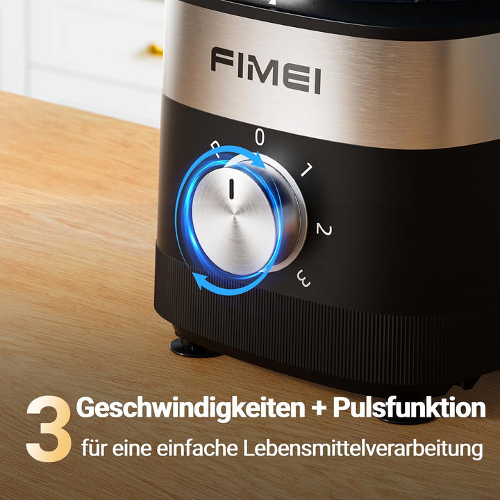 FIMEI Küchenmaschine 800W, 3 Geschwindigkeiten & Pulsfunktion, 1,5L Zerkleinerer, Teigkneter, Raspel