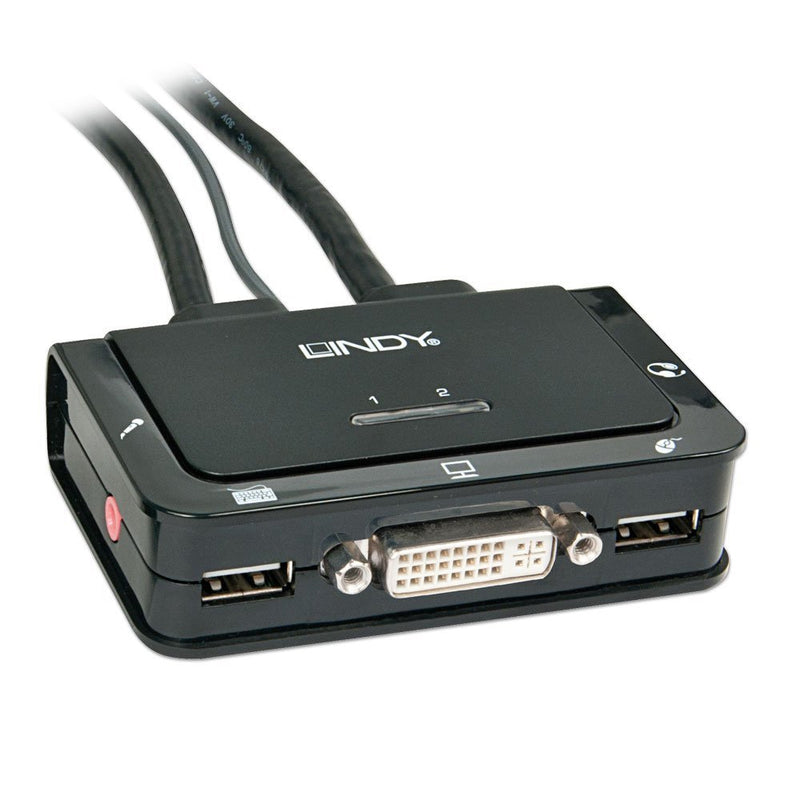 Lindy 42341 DVI KVM Switch Compact USB 2.0 Audio 2 Port schwarz, DVI KVM Switch Compact USB 2.0 Audi