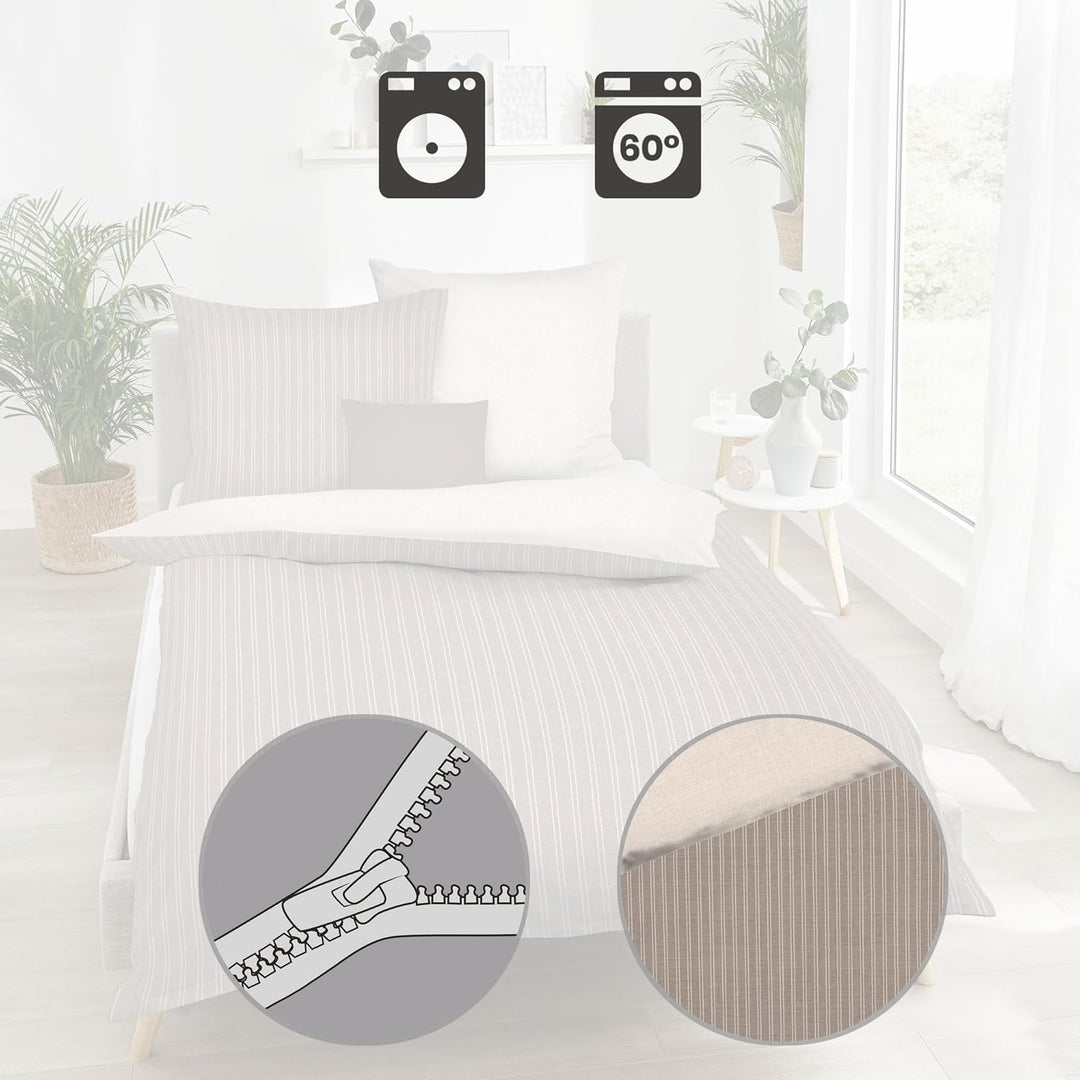 Kaeppel Wendebettwäsche Eternity Combo Feinbiber Cappuccino Grösse 1x 135x200 cm + 1x 80x80 cm Cappu