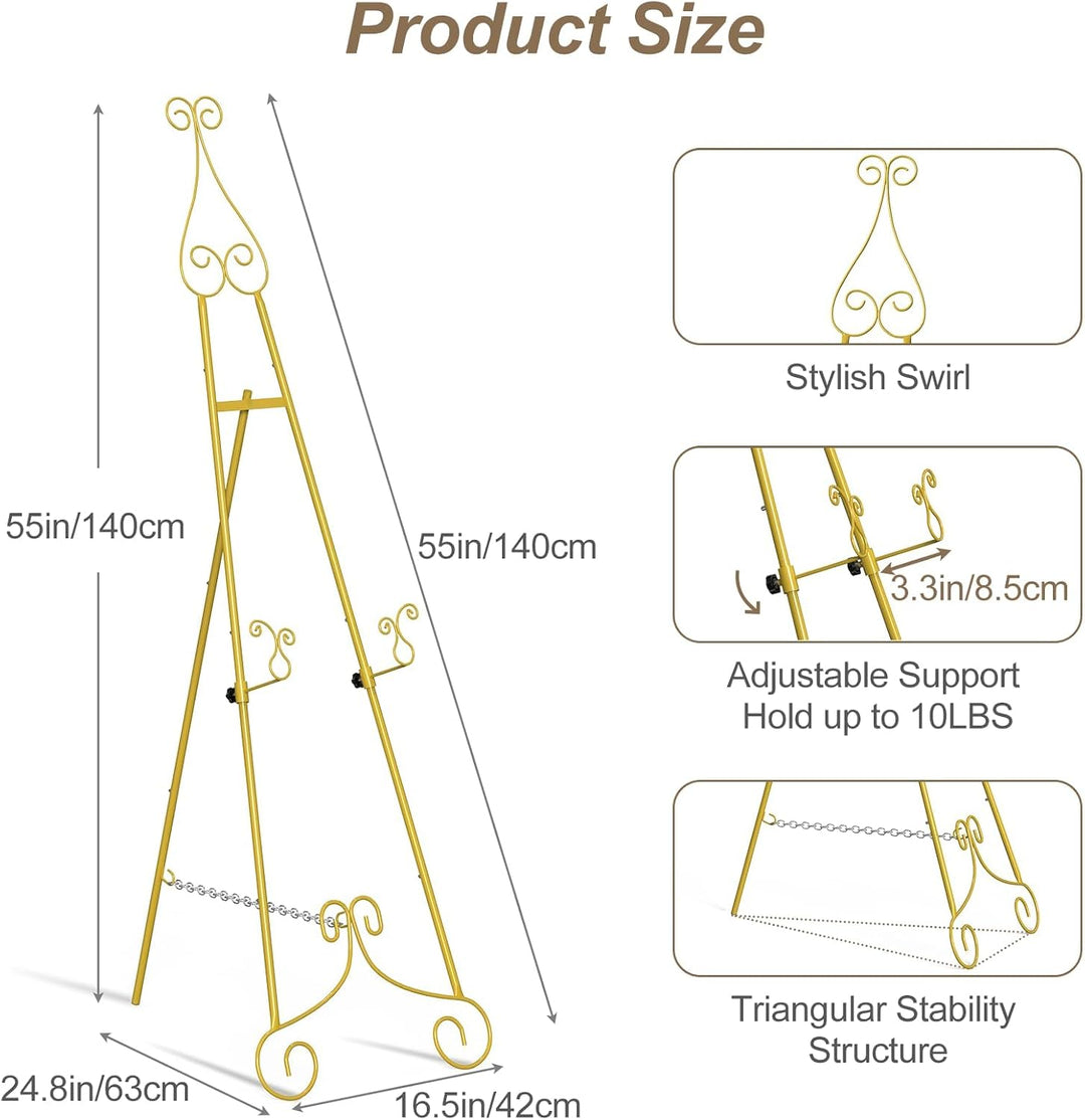 LIANTRAL 2er-Set Staffelei aus Metall Gold, Höhenverstellbar Staffelei Stand für Leinwand, Keilrahme