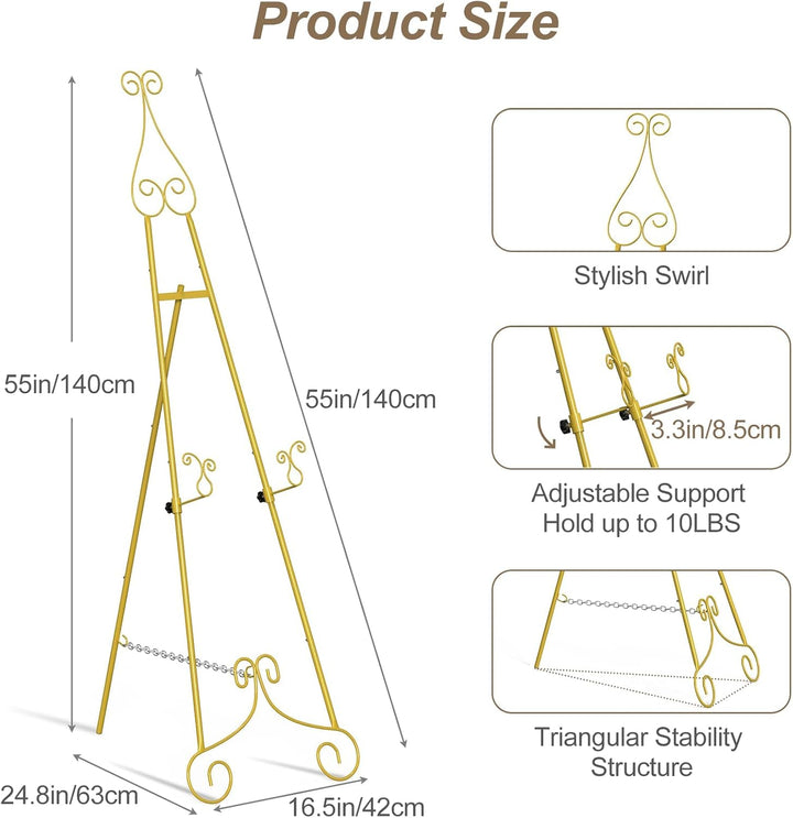 LIANTRAL 2er-Set Staffelei aus Metall Gold, Höhenverstellbar Staffelei Stand für Leinwand, Keilrahme