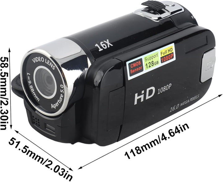 Topiky HD Digital Video Camera Camcorder,Tragbarer Vlogging Kamera Recorder 1080P 16MP 2,7 Zoll 270