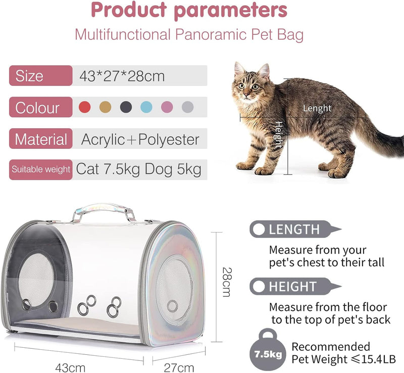 PETCUTE Transporttasche für Hunde & Katzen,Atmungsaktive Transparent Katzentasche Katzentransportbox