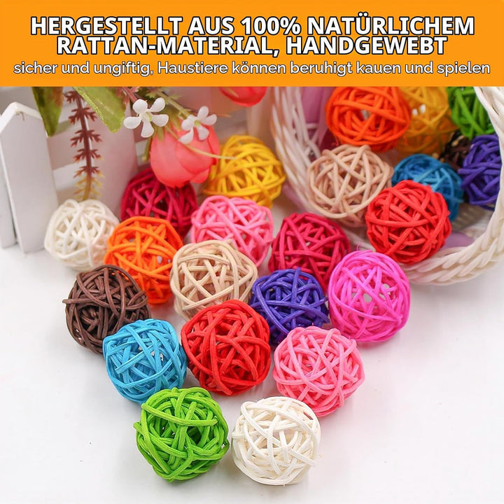 50 Stück Rattanbälle, 3cm Bunte Rattan Kugeln Haltbare Rattan-Kugeln Natürliches Material Sittich Ka