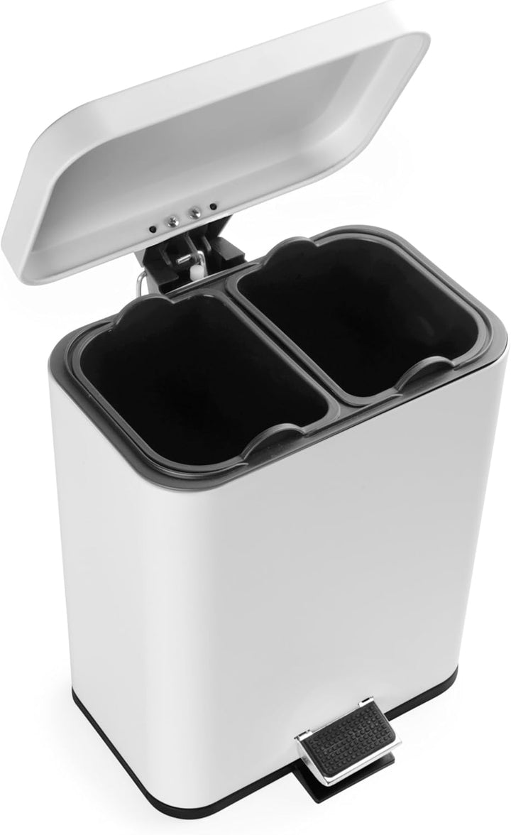Beldray Mülleimer mit zwei Fächern – Rechteckiger Mülleimer, 5 Liter, Herausnehmbare Inneneimer, Fus