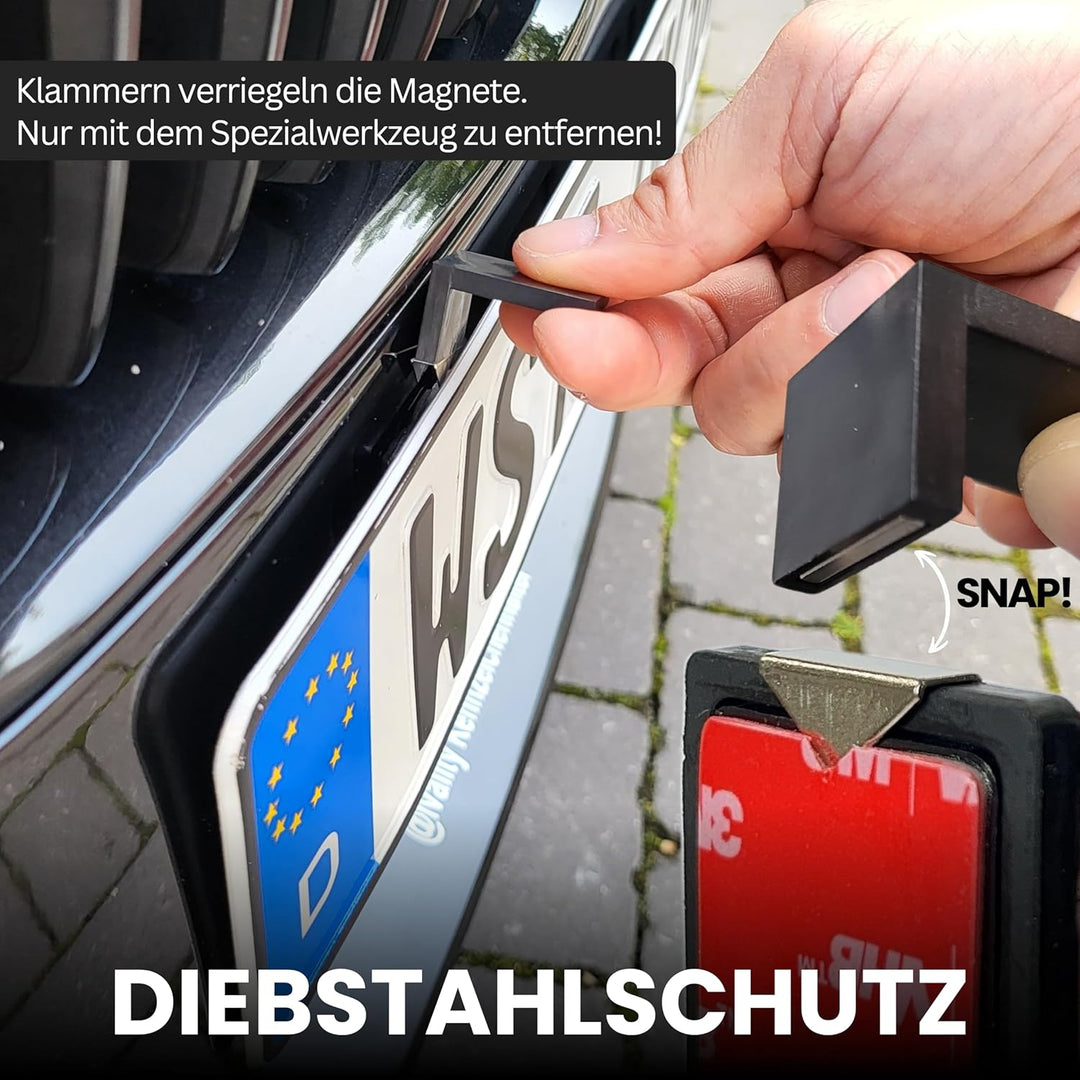 IVALITY® Magnet Kennzeichenhalter Rahmenlos für 2 Kennzeichen | Magnetische Nummernschildhalterung A