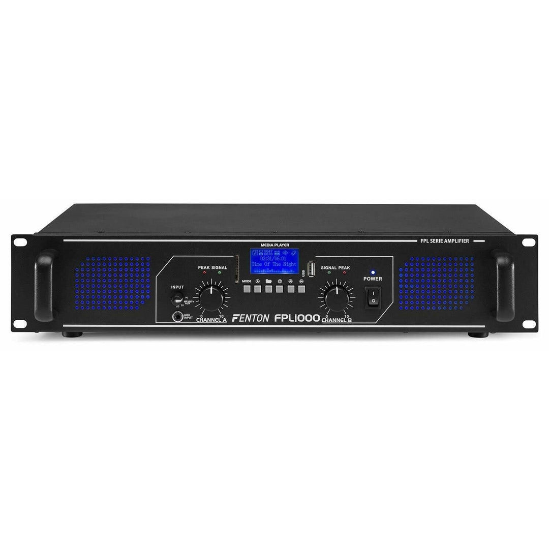 Fenton FPL1000 PA Verstärker 1000 Watt, 3 Kanal Endstufe, Digitalverstärker mit Bluetooth, AUX, USB,
