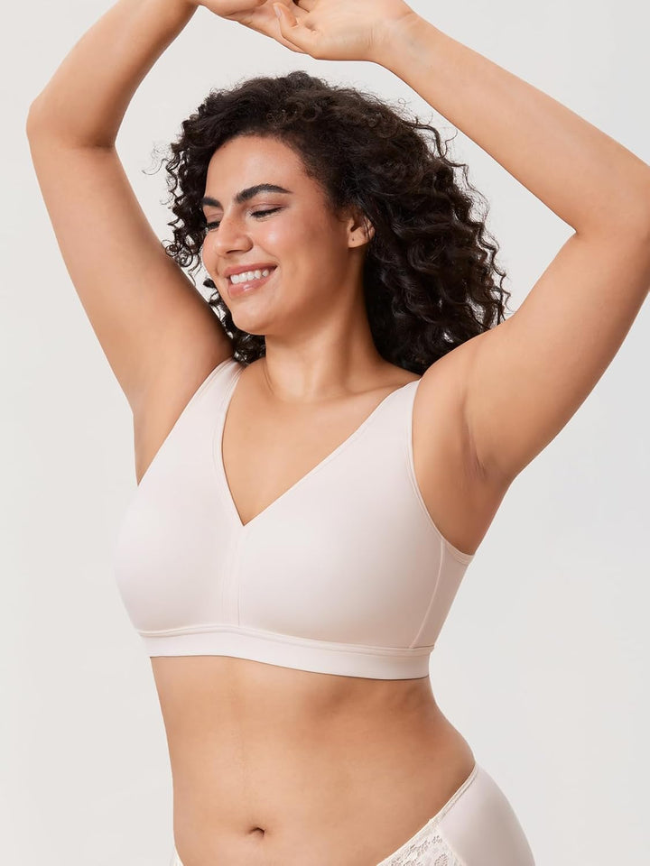 AISILIN Damen BH ohne Bügel Grosse Grössen Comfy Schlaf BHS Vollschalen Soft Bequemer 85E Rose White