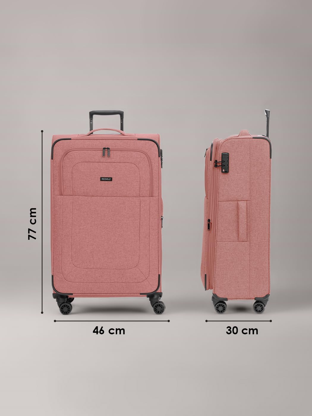 REDOLZ Weichschalen Koffer für Damen & Herren | Leichter Trolley 77 cm mit 4 Doppelrollen & TSA-Schl