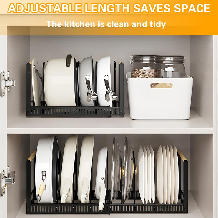 Pfannen Organizer Schublade, Pfannenhalter für Schublade mit 10 Verstellbaren Teiler, Topf Organizer