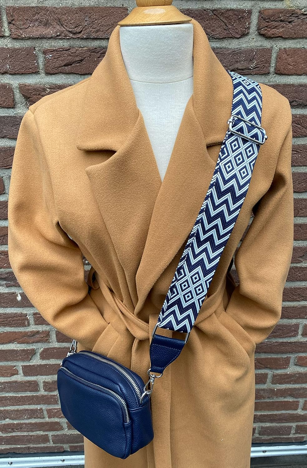 stylx Crossbody Bag Damen Leder Breiter Gurt Handtasche Umhängetasche Moderne Taschen mit breitem Sc