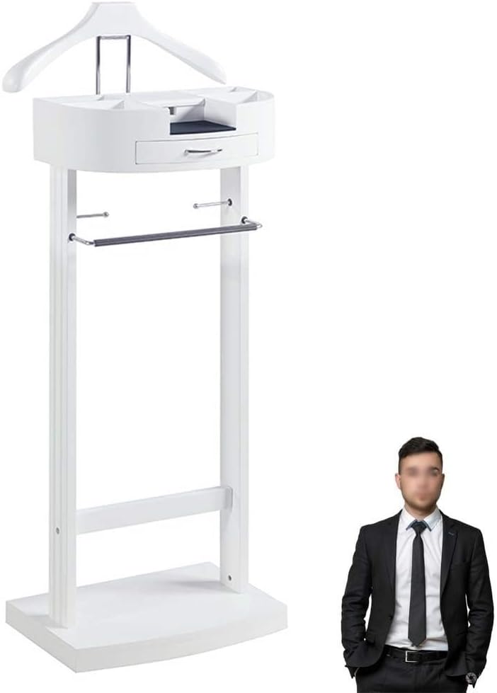 ACEMIC Stummer Diener Kleiderständer Mit Schuhregal Und Schublade Herrendiener Holz Metall Mix, Schl