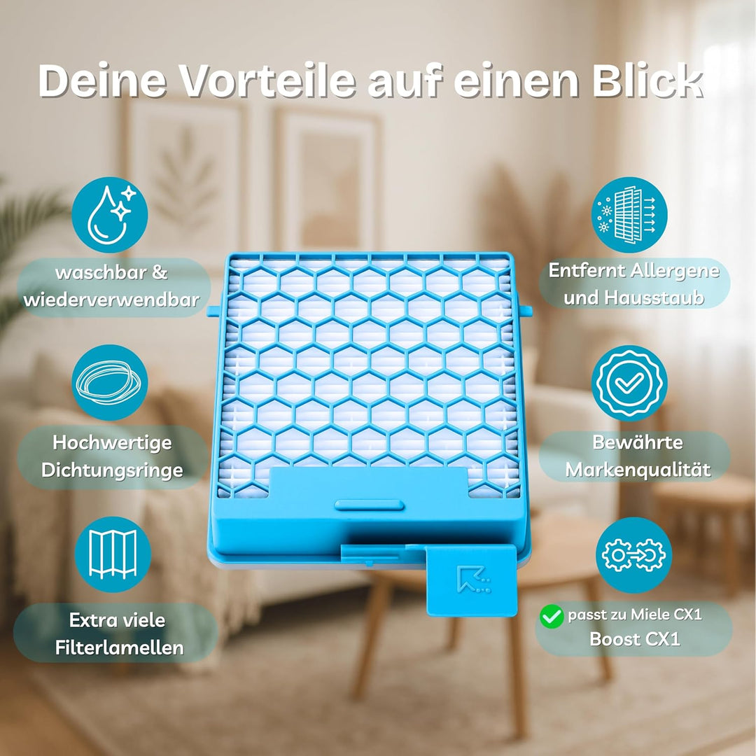 3x HEPA-Filter kompatibel mit Miele Boost CX1 Staubsauger Active, PowerLine, Allergy, Parquet PowerL