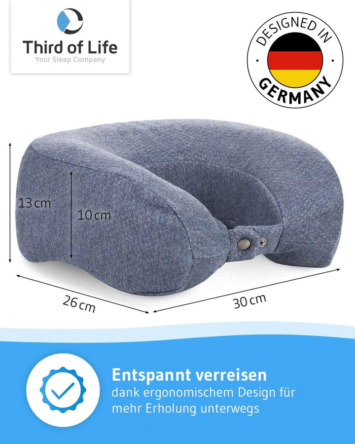 Nackenkissen ANDAR Quick-Dry | Ergonomisches Reise-Kissen mit schnell trocknendem Bezug & Memory-Foa