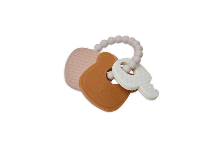 Jollein Schlüssel Beissring Silikon Teddybär beige
