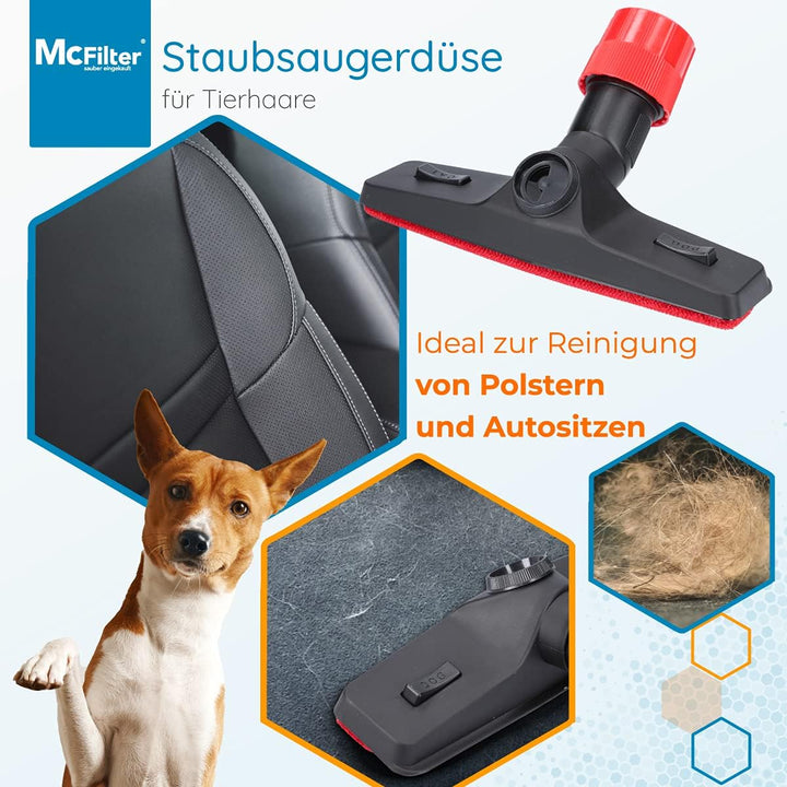 McFilter Tierhaardüse universal mit Fadenheber für Staubsauger - Düse mit 30-37 mm Anschluss, u.a. g