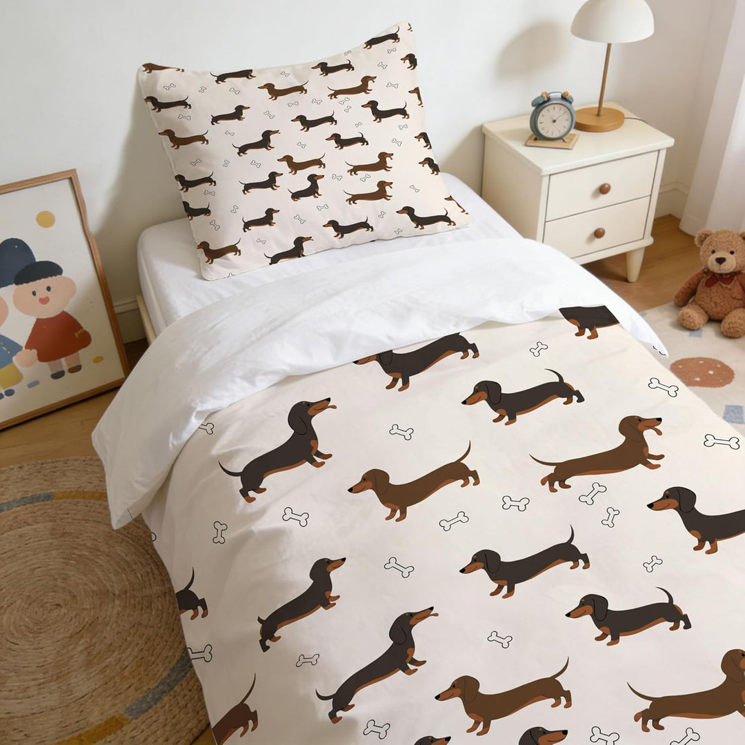 DJDEA Bettwäsche-Sets 135 x 200 cm Dog, Blau Einhorn-Bettwäsche-Set für Einzelbett mit Reissverschlu