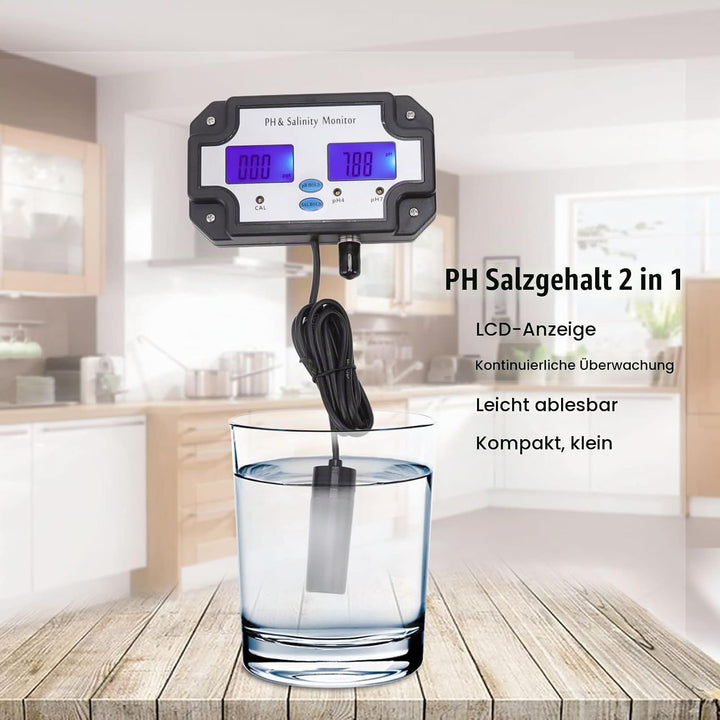 Topyond 2-in-1-Wasserqualitätstester,Wasserqualitätsmonitor Digitaler,PH Messgerät mit LCD,PH Monito