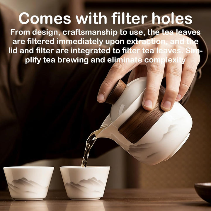 Chinesisches Gongfu-Tee-Set, Teekanne Set, Chinesisches Teeset, Tragbares Keramik Chinesisches Teese