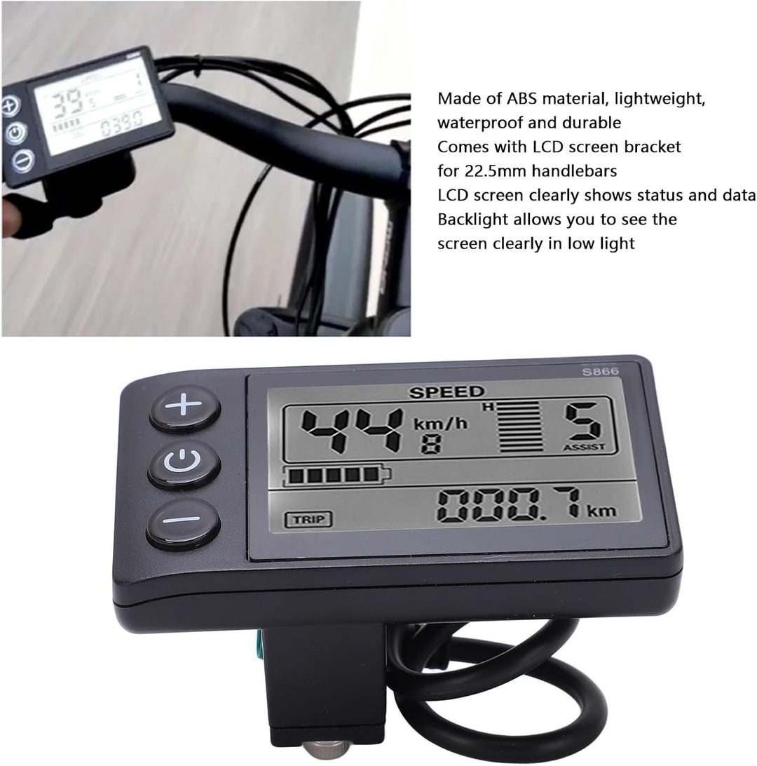 VBESTLIFE Elektrisches Fahrrad-LCD-Display, 24 V 36 V 48 V Bedienfeld LCD-GrossBild-FahrradmessgeräT
