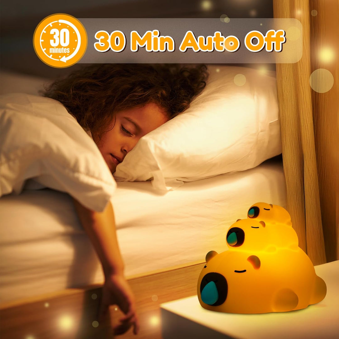 Capybara Nachtlicht, Kinder dekorative Lichter für Schlafzimmer Schlaf 3 Geschwindigkeit verstellbar