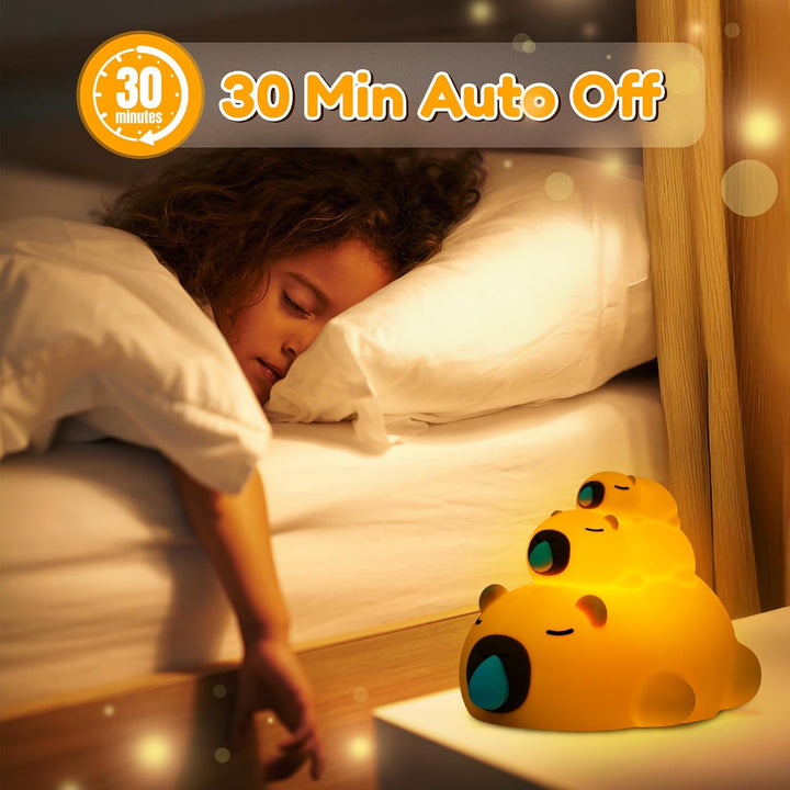 Capybara Nachtlicht, Kinder dekorative Lichter für Schlafzimmer Schlaf 3 Geschwindigkeit verstellbar