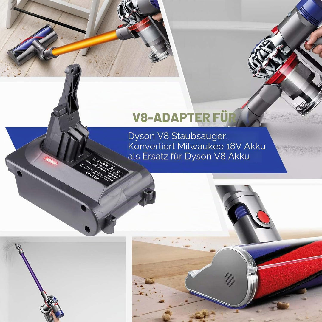 Für Dyson V8 Milwaukee M18 Batterieadapter, für Milwaukee M18 18 V Batterie, konvertiert zu für Dyso