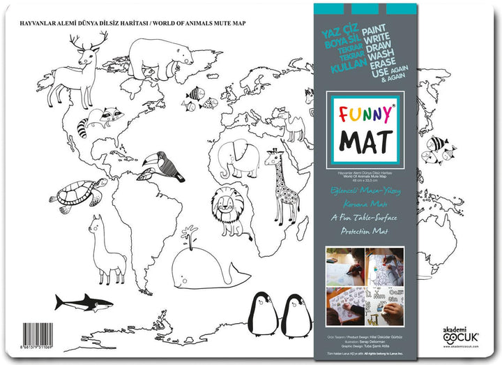 Akademie Kinder Lustig Matt Weltkarte Landkarte Tierwelt