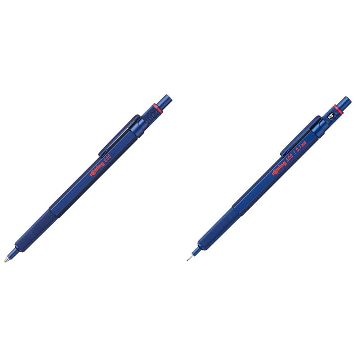 rOtring 600 Kugelschreiber | mittlere Spitze | Schwarze Tinte | Blauer Schaft | nachfüllbar &amp; 600 Dr
